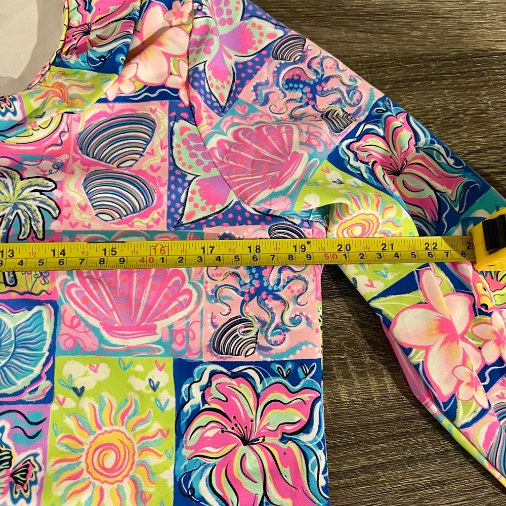 Lulu B UPF 50+ Cooling Sun Shirt Top Medium Colorful Coastal Print - Picture 7 of 12